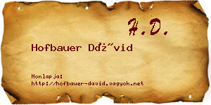Hofbauer Dávid névjegykártya