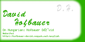 david hofbauer business card